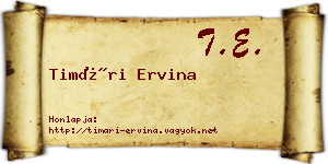 Timári Ervina névjegykártya